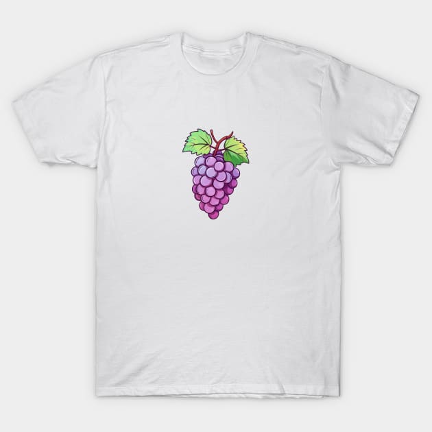 Grapes Illustration T-Shirt by Pastel Craft